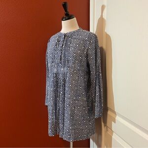 Roberta Roller Rabbit Women’s Modest Pleated Abstract Mod Blue & White Tunic